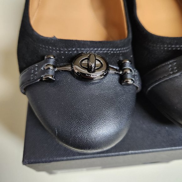 COACH Shoes Leila Flats Lux Suede Soft Nappa Black Size 9.5M with Box - Picture 3 of 14
